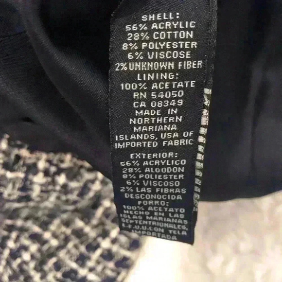 Jones New York size 6 Blue and White Tweed Jacket lined - Picture 6 of 6